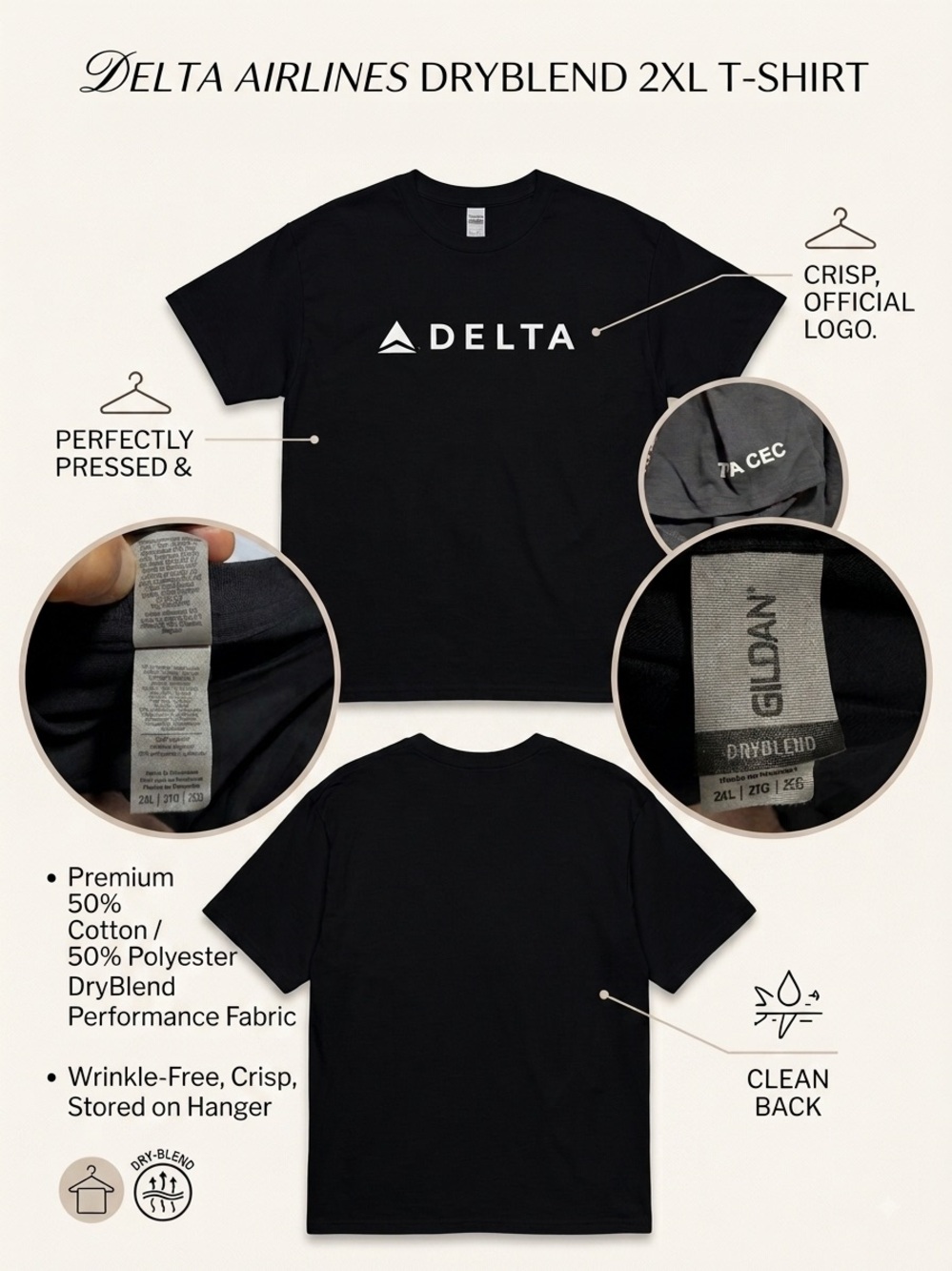 Delta Air Lines Graphic Logo Crewneck T-Shirt (Size 2XL) Unisex